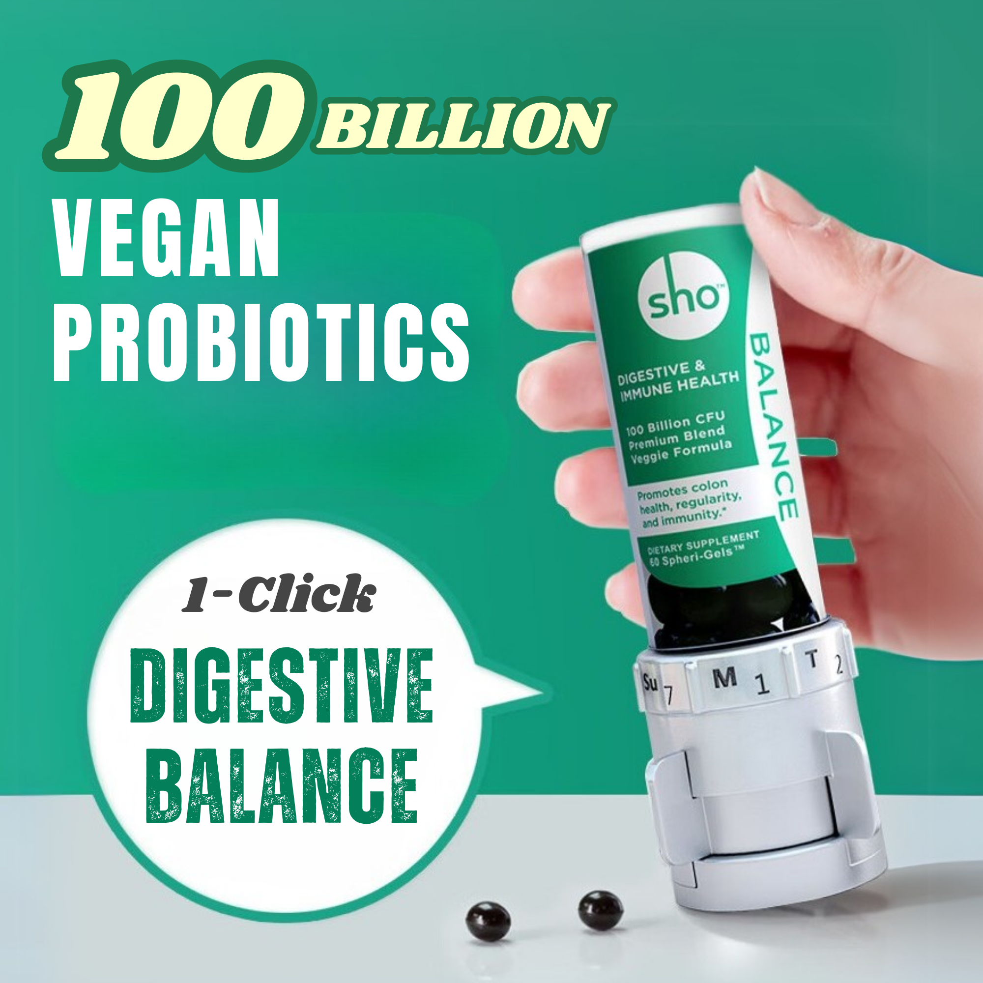 sho BALANCE: 5-in-1 Vegan Probiotics & Prebiotics Supplement with 100 Billion CFU L. Casei K-1 for Gut Health, Detox, Weight Management & Radiant Skin | Made in Japan