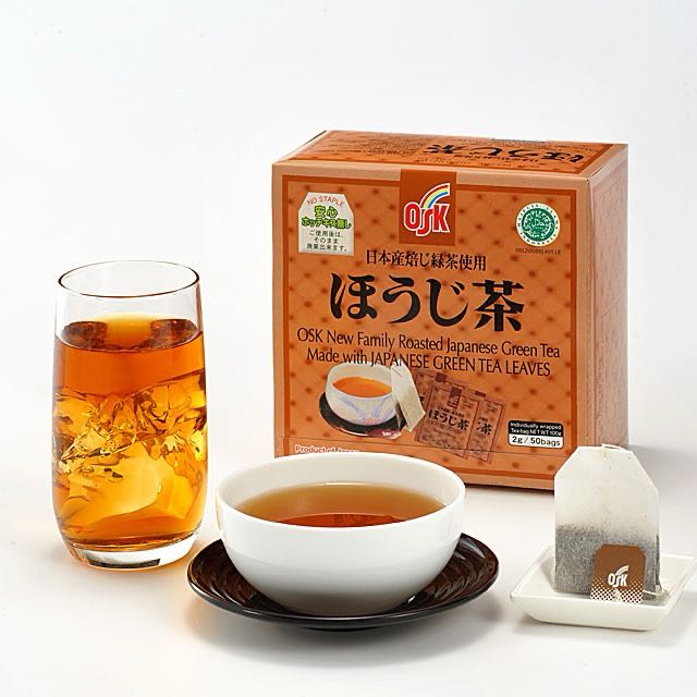 OSK Japanese Houjicha Roasted Green Tea Bags Hojicha, 50ct/20ct, Hot or Cold Brew, Antioxidants, Zero Calories, Sugar-Free